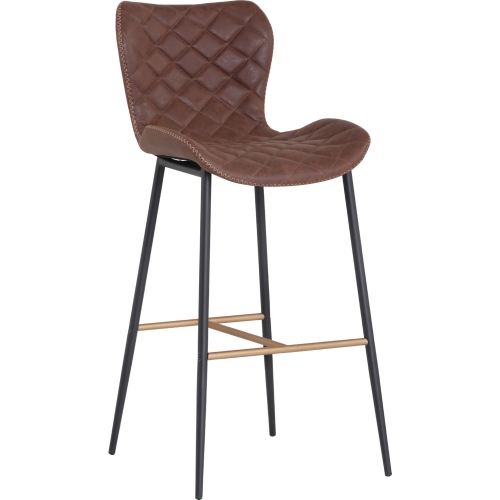 Lyla Bar Stool in Brown Leatherette on Black & Champagne (Set of 2)